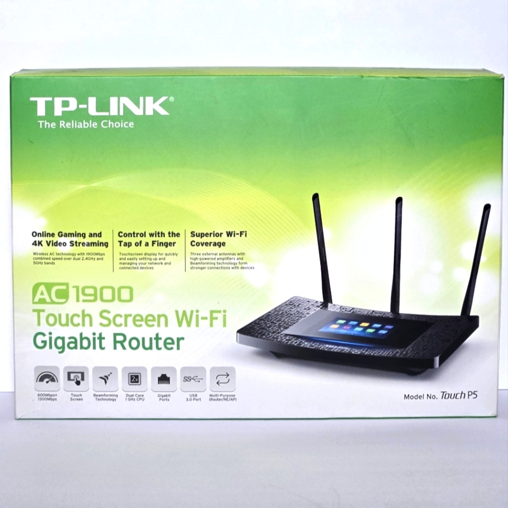 TP-Link AC1900 Touch Screen Wi-Fi Gigabit Router P5 Black, Open Box